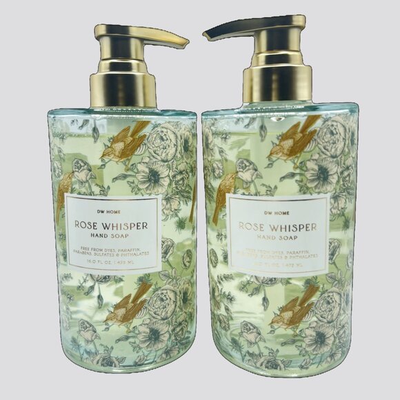NEW 2x DW Home Rose Whisper Glass Bottle Hand Soap - 16 fl oz - Picture 1 of 2